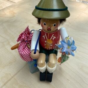 Wooden Toy Figure with Green Hat and Red Shirt